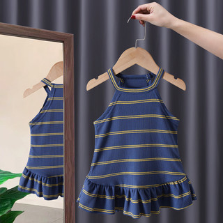 [D03 Siêu Sale] Váy tắm, đầm sát nách mùa hè sọc kẻ cotton sợi mềm mại, Váy đi biển cho bé gái**Maruka Fashion