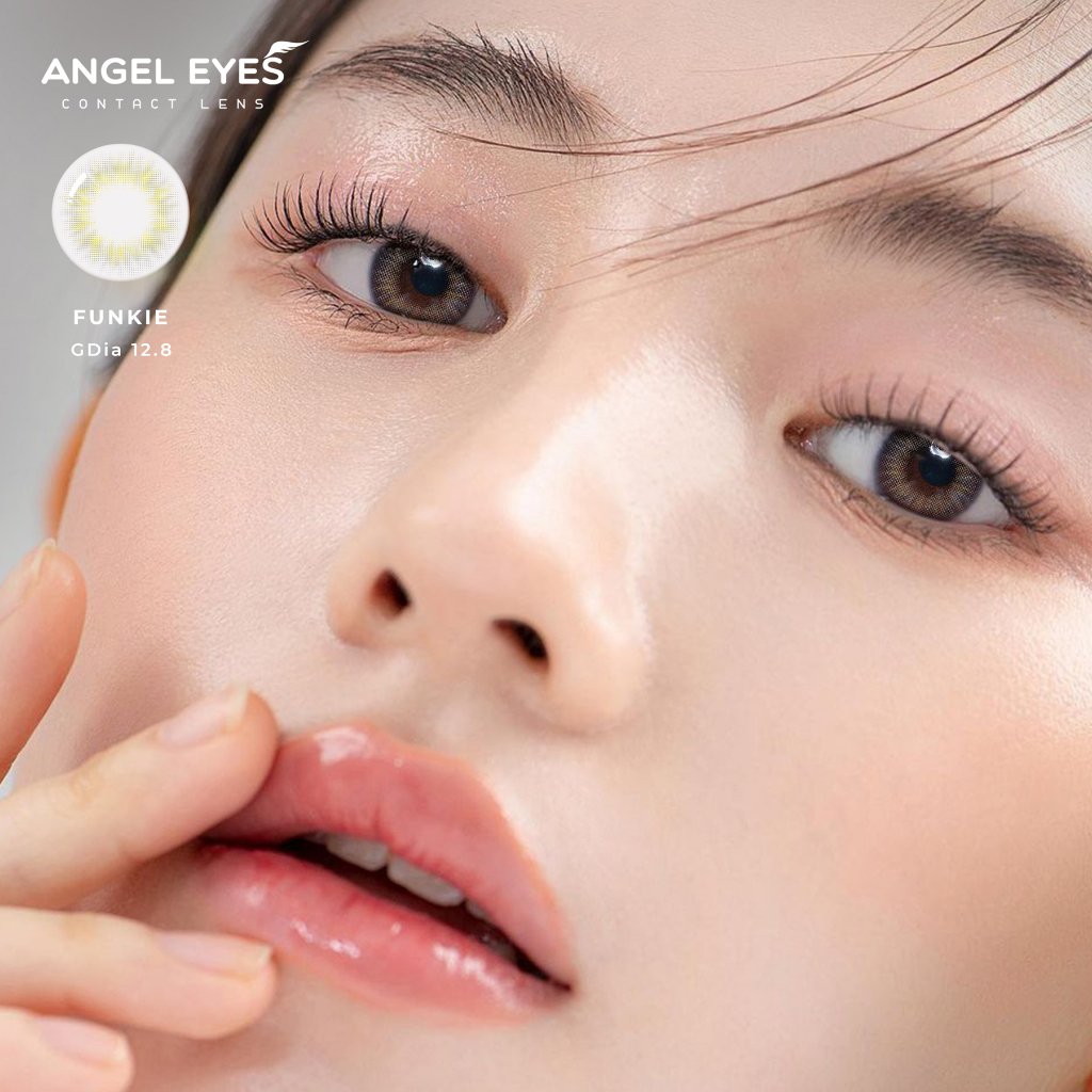 Ảnh Kính áp tròng xám tây tự nhiên Funkie thương hiệu Angel Eyes | Lens cận màu xám đường kính nhỏ GDia 12.8mm có độ cận 0-8 3