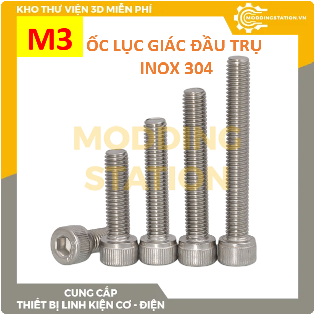 Ốc Lục giác đầu TRỤ inox 304 size M3x18mm, M3x20mm, M3x25mm, M3x30mm ...