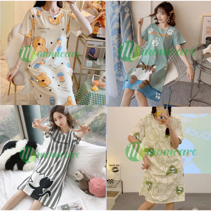 Váy đầm ngủ bầu váy sau sinh cho con bú VN20 - Đồ bầu mặc ở nhà dễ thương - Thời trang bà bầu mùa hè đẹp giá rẻ