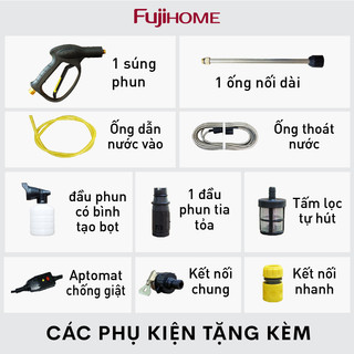 Máy rửa xe mô tơ cảm ứng từ FUJIHOME PWX5B - Điều chỉnh áp lực nước đầu ra và đồng hồ áp