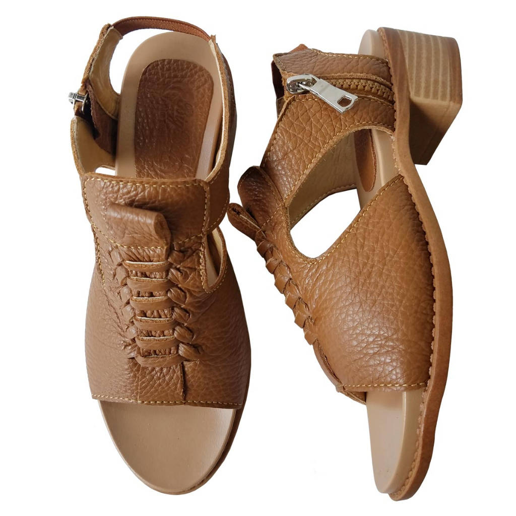 Giày Sandal Cao Gót Nữ BIGGBEN Da Bò Thật Cao 4 Phân HKD679
