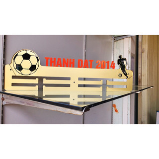 Giá treo huy chương bóng đá vàng gold chữ đỏ cam siêu đẹp