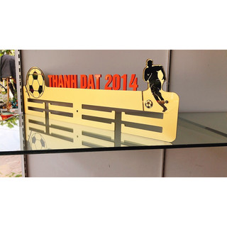 Giá treo huy chương bóng đá vàng gold chữ đỏ cam siêu đẹp