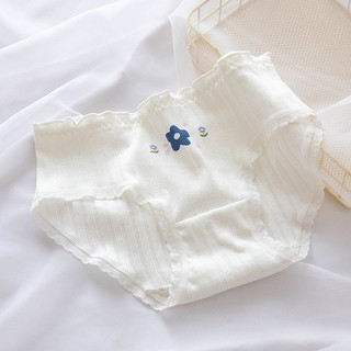 .Quần Lót Nữ Cotton Gân Tăm Viền Ren Bèo  Hoạ Tiết Hoa Xanh Kẻ mã 2829.