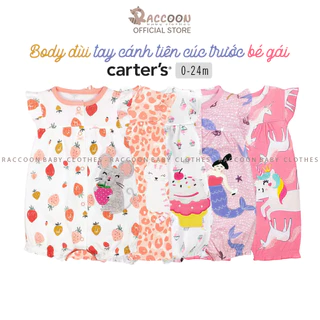 [3-24M | 4-12KG] Bộ đồ liền thân tay cánh tiên cúc trước thêu 3D romper body đùi bé gái xuất dư C.a.r.ter's