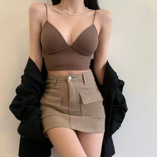 .Áo Bra 2 Dây  Mảnh Cotton Tăm Dáng Lửng Có Mút Đệm Ngực  1833.,
