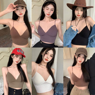 .Áo Bra 2 Dây  Mảnh Cotton Tăm Dáng Lửng Có Mút Đệm Ngực  1833.,