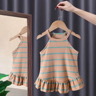 [D03 Siêu Sale] Váy tắm, đầm sát nách mùa hè sọc kẻ cotton sợi mềm mại, Váy đi biển cho bé gái**Maruka Fashion