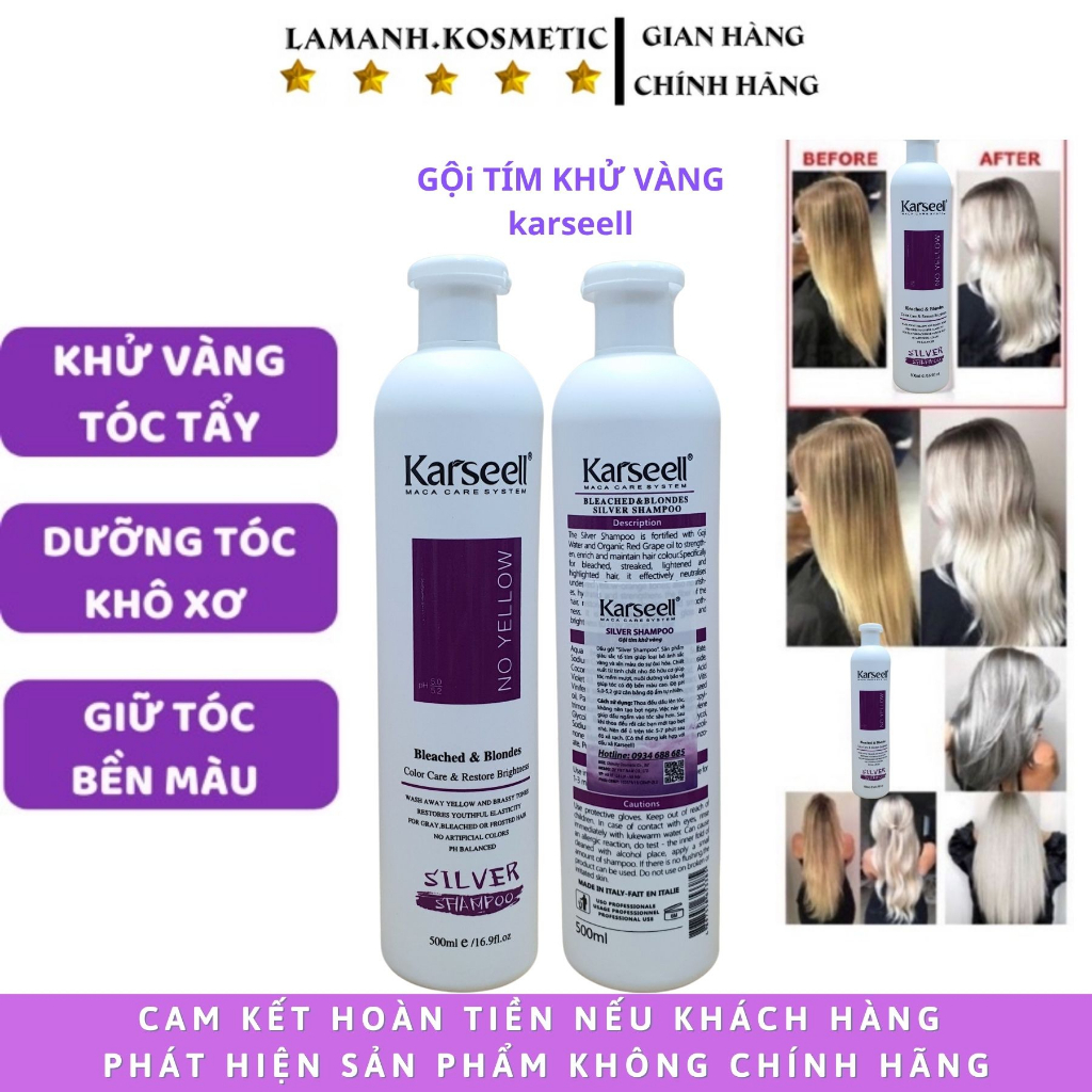 Dầu gội tím khử vàng (Giữ màu & Khử vàng cho tóc tẩy/ tóc nhuộm tone sáng) hàng hiệu nhập khẩu chính hãng