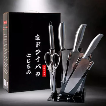 Bộ Dao Nhà Bếp Cao Cấp - Bộ Dao Inox 6 Món Nhật Bản Kèm Giá Đựng Dao - Dụng Cụ Nhà Bếp Cao Cấp