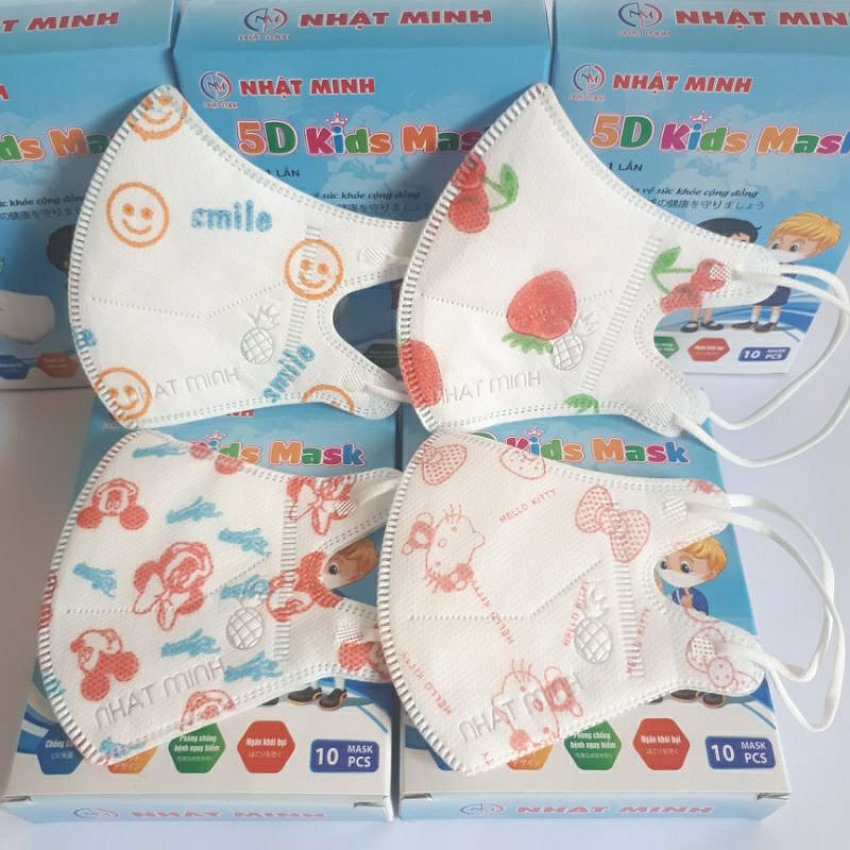 Hộp 100 chiếc khẩu trang 5D trẻ em cao cấp chống bụi mịn
