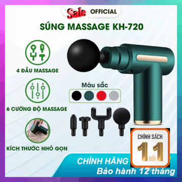 Súng masage cầm tay 4 đầu 6 chế độ ( lõi đồng )-Súng Massage Cầm Tay Mini Toàn Thân 6 Cấp Độ