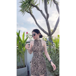 Đầm body / đầm ba lỗ / đầm ôm/đầm sát nách in3D hoạ tiết rằn ri hotgirl xinh xắn
