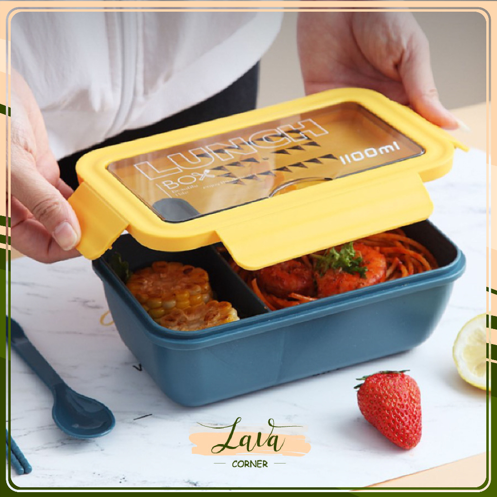 Hộp Cơm Văn Phòng Lúa Mạch Lunch Box Tặng Kèm Muỗng Nĩa Đũa An Toàn Sức ...