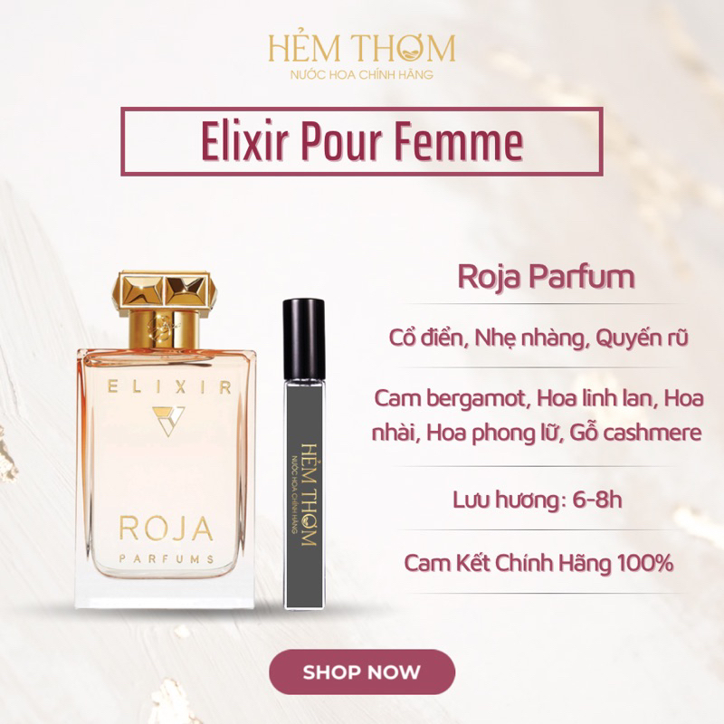 Mẫu Thử Nước Hoa Nữ 10ml | Roja Dove Elixir Pour Femme (Đà Nẵng ...