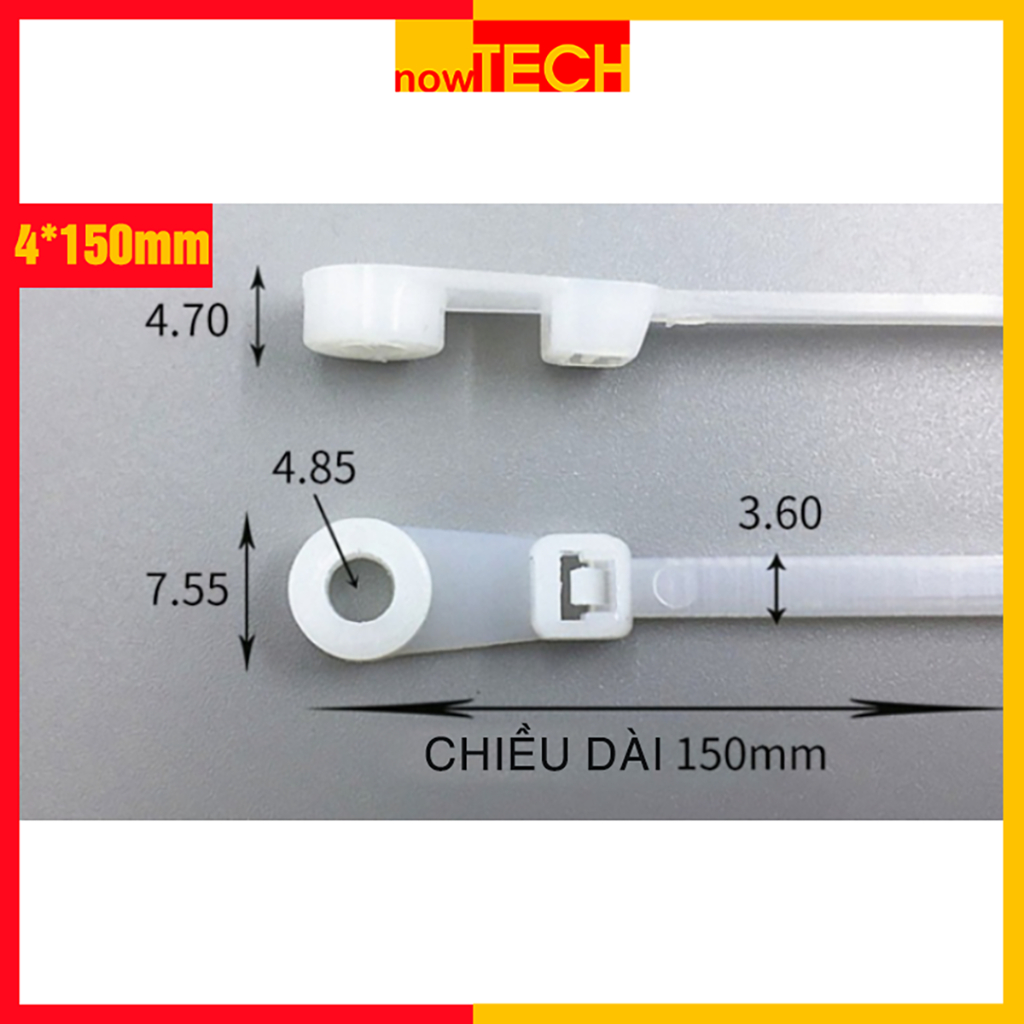 Túi 100 sợi dây rút cáp có lỗ bắt vít màu trắng loại 15cm (4x150) và ...
