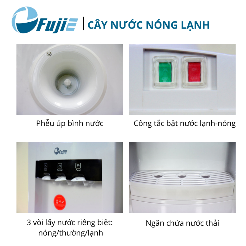 Cây nước nóng lạnh 3 vòi WD1800C Fujie làm lạnh nhanh bằng block nhập - khẩu