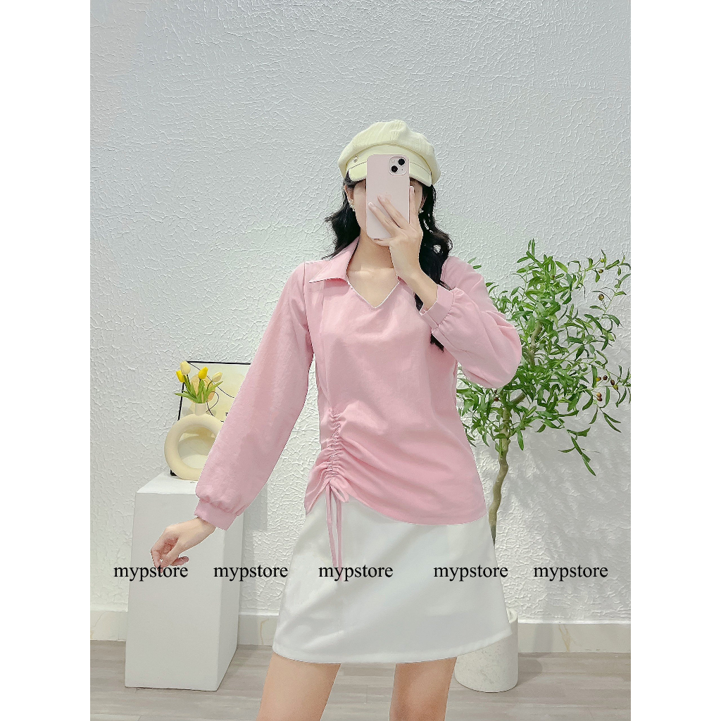 Áo sơ mi rút tay dài basic Mypstore | Shopee Việt Nam