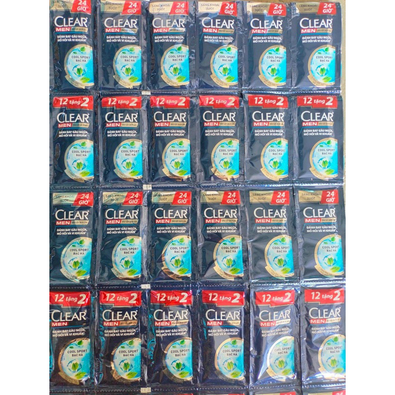 dây dầu gội Clear Men Sạch gàu Bạc hà gói 5g (dây 14gói)