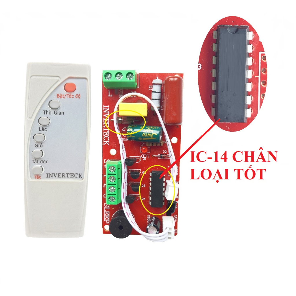 [HÀNG LOẠI TỐT] Mạch quạt điều khiển từ xa INVERTECH loại tốt nhất IC 14 chân to có cầu chì bộ điều khiển quạt từ xa - ảnh 5