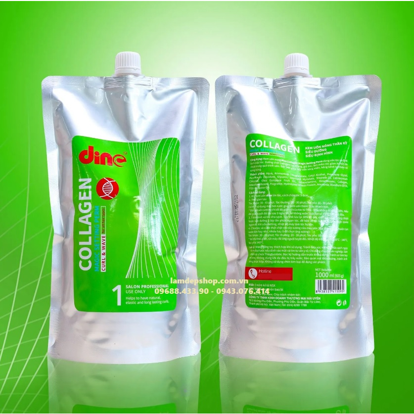 Kem duỗi, uốn tóc - Dino - Collagen - Uốn nóng siêu dưỡng, siêu định hình (1000ml x 2)
