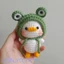 Móc khoá vịt con đội mũ ếch handmade bằng len, dệt kim, đan tay, làm quà tặng trang trí đáng yêu (ĐỌC KỸ LƯU Ý Ở HÌNH 2)