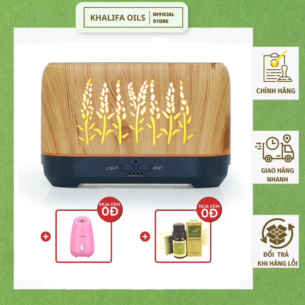 Máy Khuếch Tán Tinh Dầu Ngọn Lửa Khalifa Dung Tích 200ml Tạo Hơi Sương Tăng Độ Ẩm Tặng Kèm Tinh Dầu