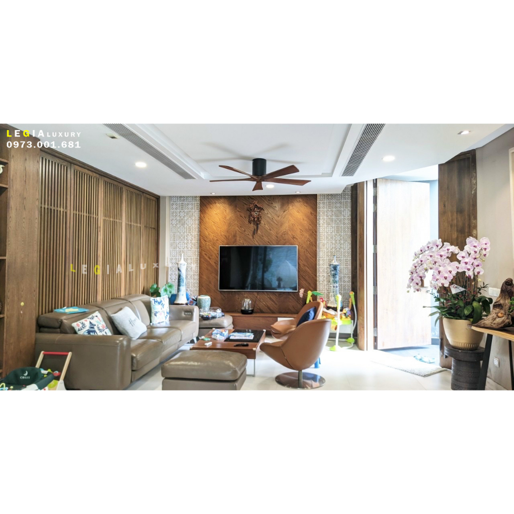 Ảnh Quạt Trần Cánh Gỗ Phong Cách Indochine LÊ GIA LGFAN738G - Chiều Cao 22cm - Sải Cánh 132cm - Bảo Hành 5 Năm 2