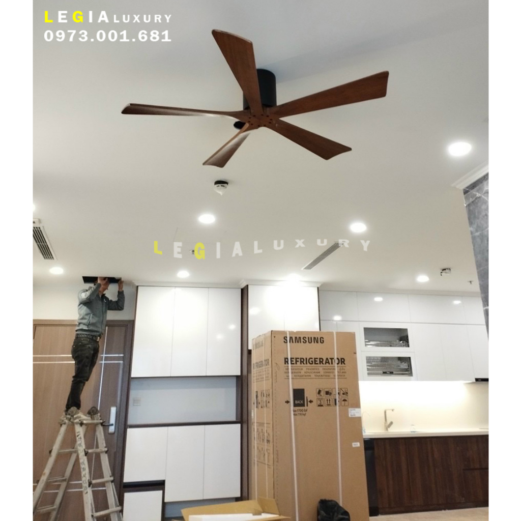 Ảnh Quạt Trần Cánh Gỗ Phong Cách Indochine LÊ GIA LGFAN738G - Chiều Cao 22cm - Sải Cánh 132cm - Bảo Hành 5 Năm 3