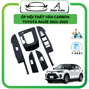 Ốp nội thất carbon Toyota Raize, Chất liệu carbon cao cấp, bảo vệ nội thất an toàn trẻ nhỏ