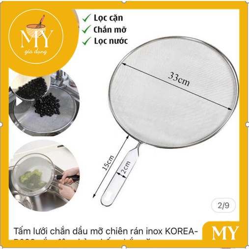 Nắp Lưới đậy chảo inox chống văng dầu mỡ có tay cầm tiện lợi khi sử dụng