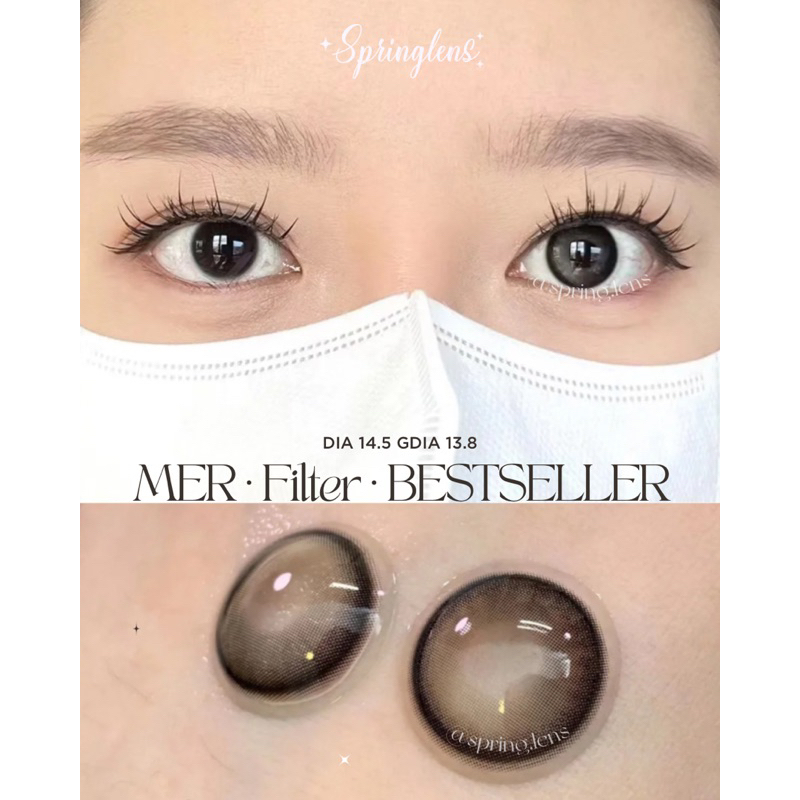 Kính áp tròng phủ bóng MER GRAY hot DOUYIN (Mercury) xám hiệu ứng có giãn 1 tháng | Spring Lens