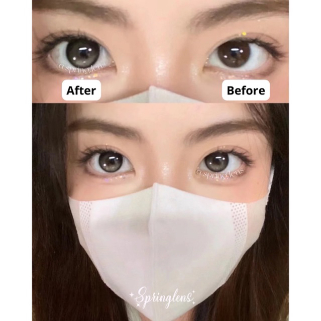 Kính áp tròng phủ bóng MER GRAY hot DOUYIN (Mercury) xám hiệu ứng có giãn 1 tháng | Spring Lens