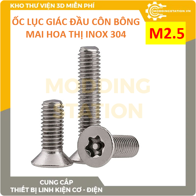 Ốc Lục giác đầu CÔN BÔNG MAI HOA THỊ inox 304 size M2.5x4, M2.5x5, M2 ...