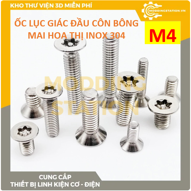 Ốc Lục giác đầu CÔN BÔNG MAI HOA THỊ inox 304 size M4x6, M4x8, M4x10 ...