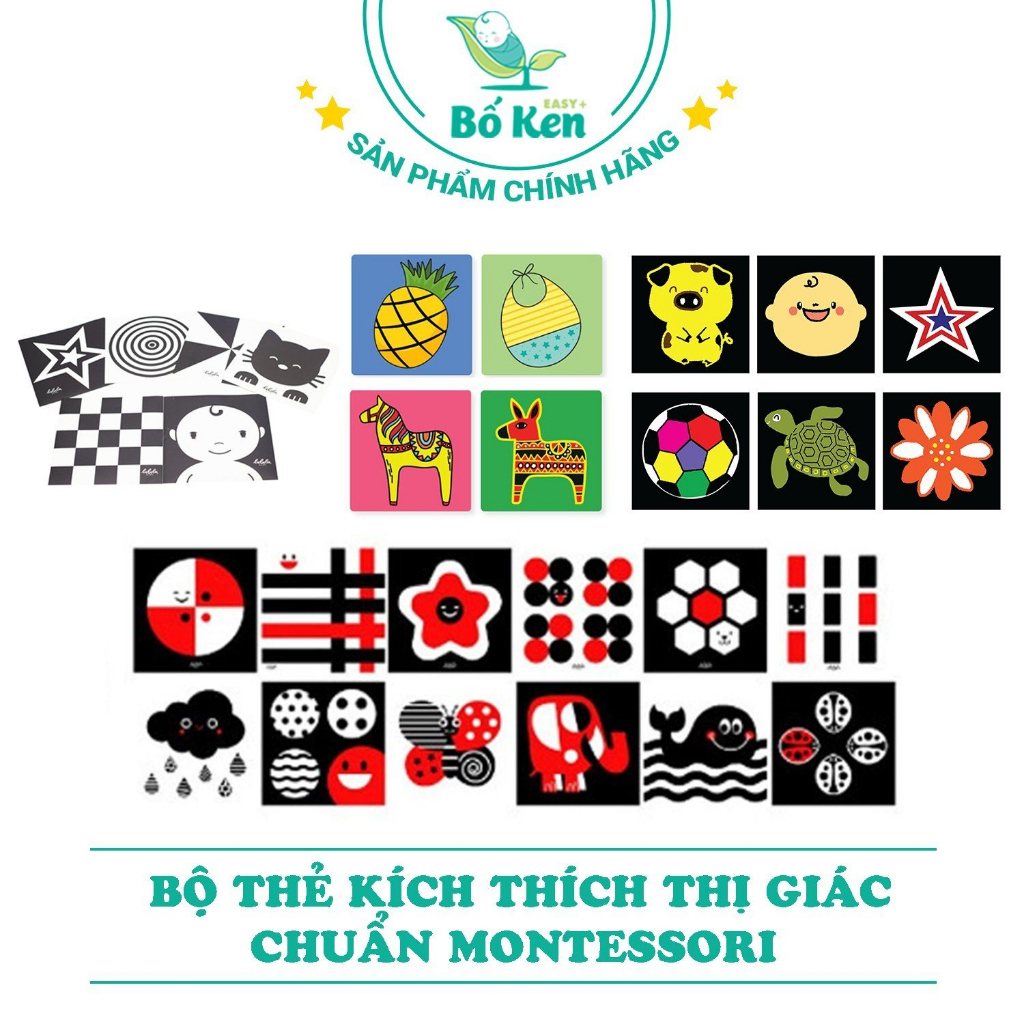 Ảnh Bộ Thẻ Kích Thích Thị Giác Giúp Bé Phát triển Toàn Diện [Chuẩn Phương Pháp Montessori, Loại Decal Dán và Thẻ Gấp] 1