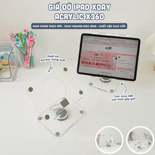 Giá đỡ i pad đa năng Acrylic Gập Xoay 360 - Thiết kế tối giản, hỗ trợ viết vẽ, xoay và gấp gọn linh hoạt