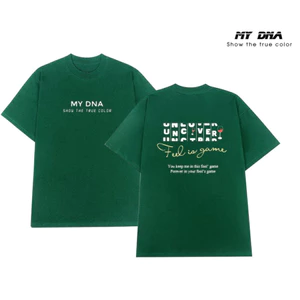 Áo phông thun màu xanh lá đậm local brand có bigsize 100kg cặp đôi nam nữ form rộng unisex cotton fullbox MY DNA game
