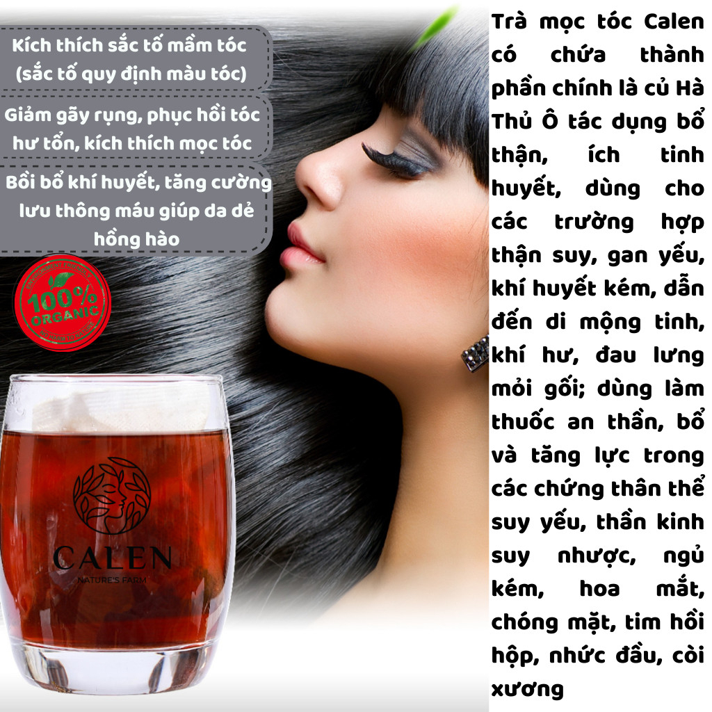 [Bổ tóc] Trà chống rụng tóc Calen Nature's Farm giúp khoẻ tóc, đen tóc, giảm tình trạng tóc hoa râm bịch 30 gói lọc