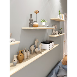 kệ gỗ treo tường trang trí giá để  đồ lưu niệm cây cảnh mini dài 80 x15 cm