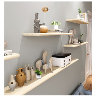 kệ gỗ treo tường trang trí giá để  đồ lưu niệm cây cảnh mini dài 80 x15 cm