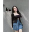 SET ÁO BRA PHỐI CARDIGAN VÀ CHÂN VÁY JEAN, SET ĐỒ NỮ CÁ TÍNH THỜI TRANG | MEOINDAHOUSE