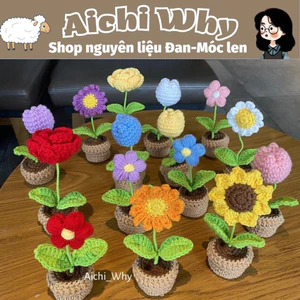 {DIY}Set nguyên liệu móc Len Chậu Hoa +video hướng dẫn