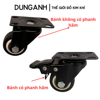 Bánh xe đẩy hàng loại 4cm Kim Khí Dung Anh, bộ 4 bánh xe đẩy hàng xoay 360 độ, có khoá chống trượt
