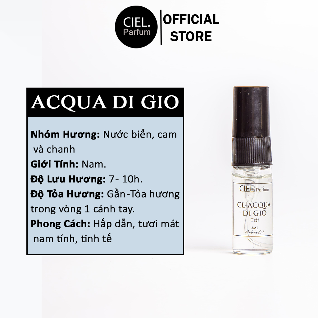 Ảnh Nước hoa nam CL ACQUA DI GIO Edt chính hãng cao cấp CIEL Parfum phong cách hấp dẫn, tươi mát, nam tính, tinh tế 1