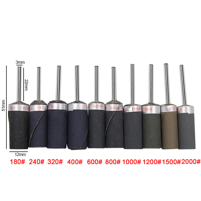 10 Đầu giấy nhám mài dũa đánh bóng trục 3mm