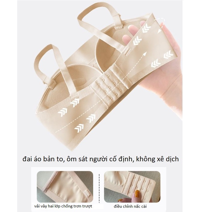 Áo chống tụt cài trước, Áo lót nữ không dây vải su đúc mềm mịn cao cấp