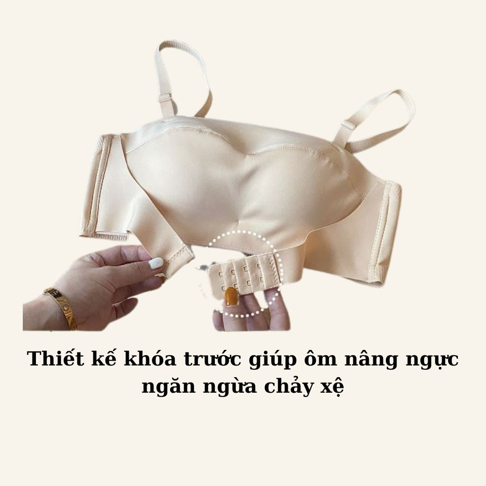 Áo chống tụt cài trước, Áo lót nữ không dây vải su đúc mềm mịn cao cấp