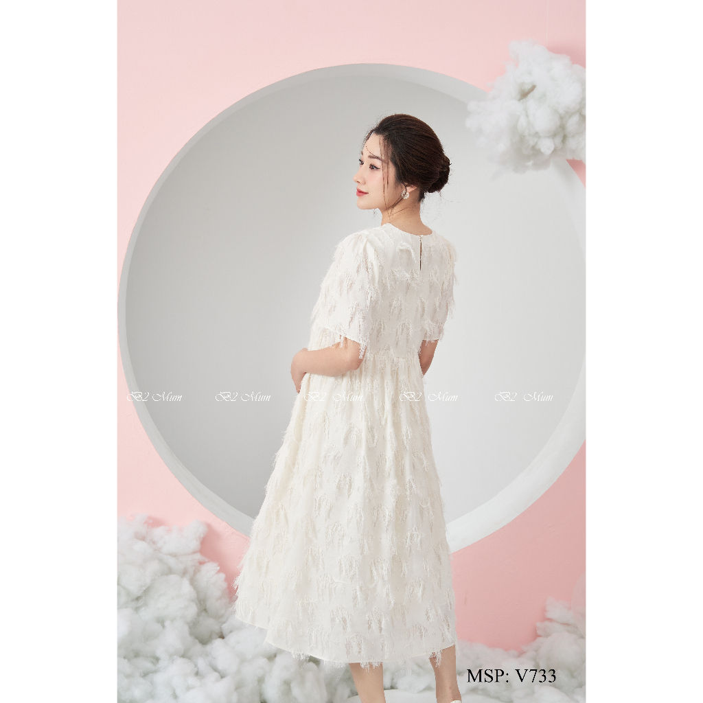 Váy bầu Chất voan, toàn bộ lông hướng quay xuống, ko làm cúc chỉnh bụng, sinh xong vẫn mặc được,có túi V733 B2MUM